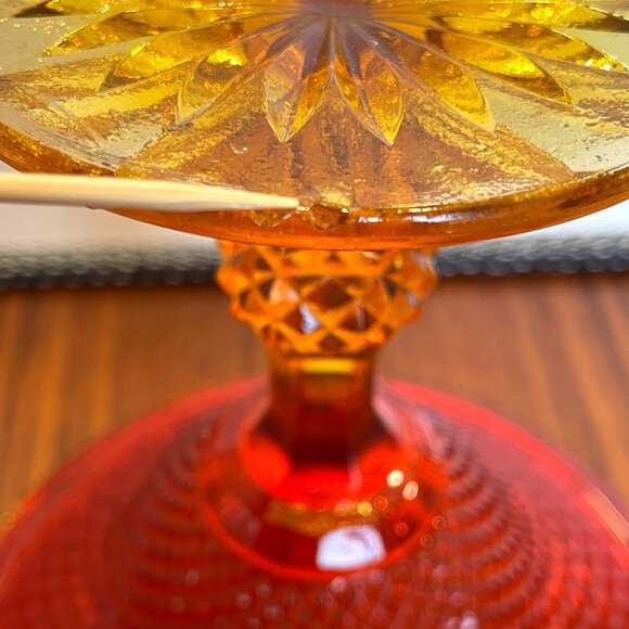 Vintage Diamond Point Waffle Glass Pedestal Candy Dish/Compote - Picture 9 of 9